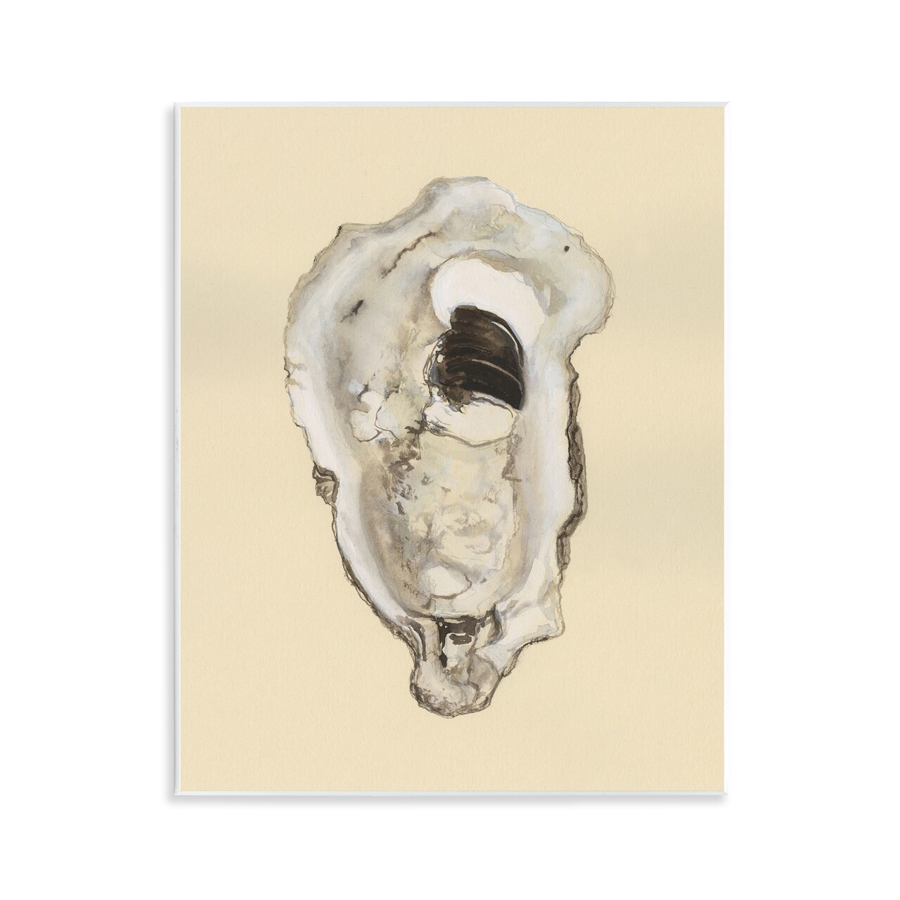 Stupell Industries Aquatic Oyster on Beige Wall Plaque Art Design by Michael Willett